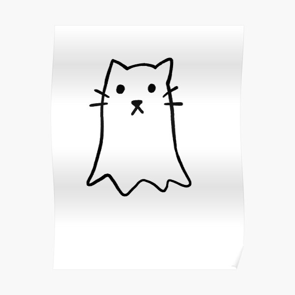 "Ghost cat black outline " Poster by Pottsfield-CM | Redbubble