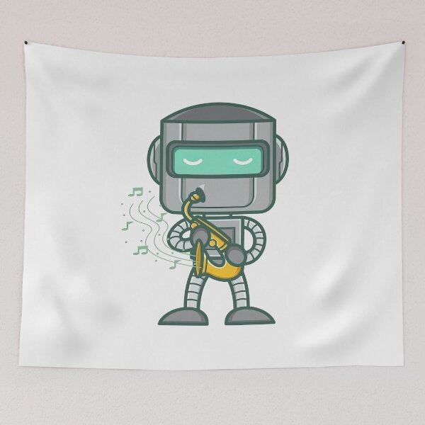 Item preview, Saxophonist, Cute Cartoon Robot Character Playing Saxophone, Saxophone Player, Saxophonist, Saxophone Lover, Jazz Musician designed and sold by graphic-genie.