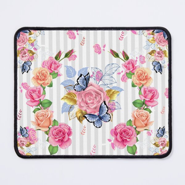 Item preview, Beautiful roses, butterflies & golden leaves floral watercolor art designed and sold by TheSeasonalYard.