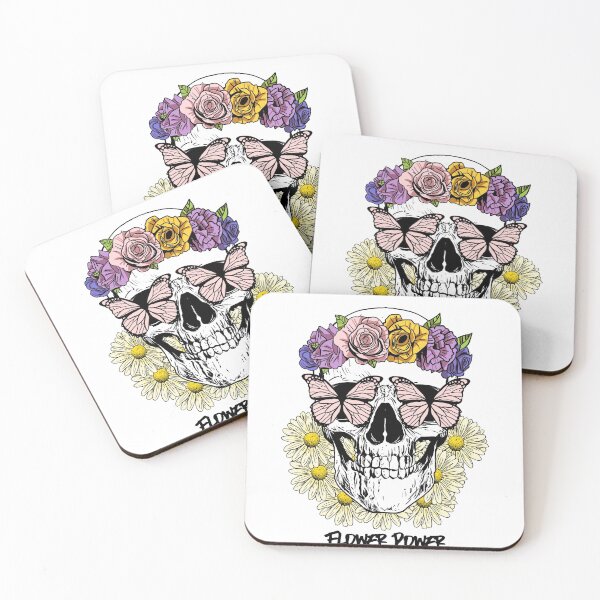 Item preview, Flower Power Skull/ Skull Butterflies and Flowers designed and sold by sharkychele.
