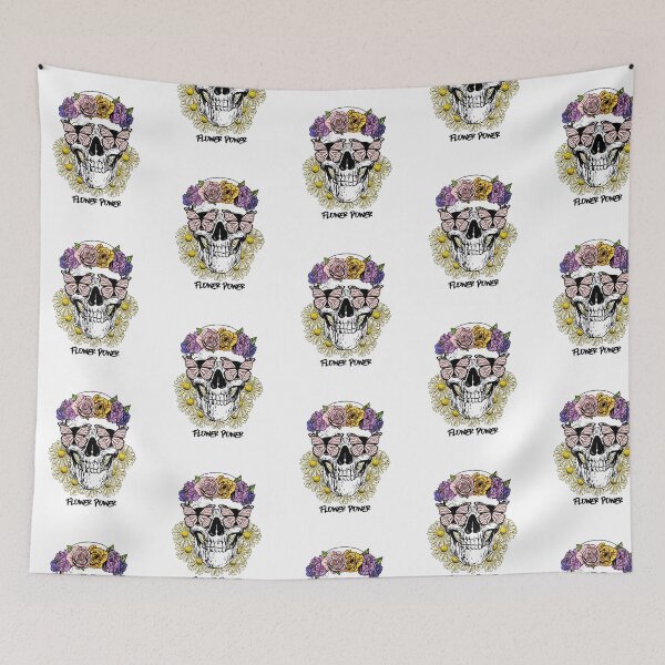 Item preview, Flower Power Skull/ Skull Butterflies and Flowers designed and sold by sharkychele.
