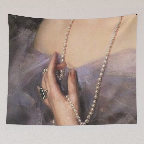 Item preview, Woman in Lavender with Pearls Renaissance Painting  designed and sold by Bellathewilde.