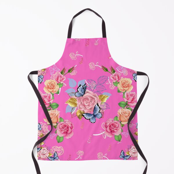 Item preview, Beautiful roses, butterflies & golden leaves floral pink background designed and sold by TheSeasonalYard.