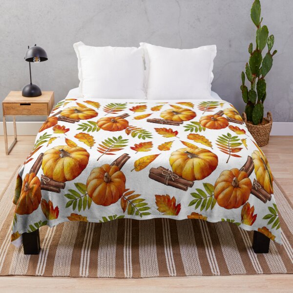 Item preview, Fall Duvet Cover | Vintage Floral Fall Duvet Cover | Watercolor Pumpkin Fall Duvet Cover designed and sold by FirstTouch.