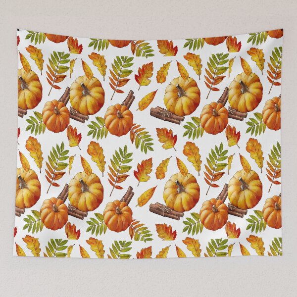 Item preview, Fall Duvet Cover | Vintage Floral Fall Duvet Cover | Watercolor Pumpkin Fall Duvet Cover designed and sold by FirstTouch.