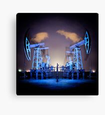 Oil Rigs at night. Canvas Print