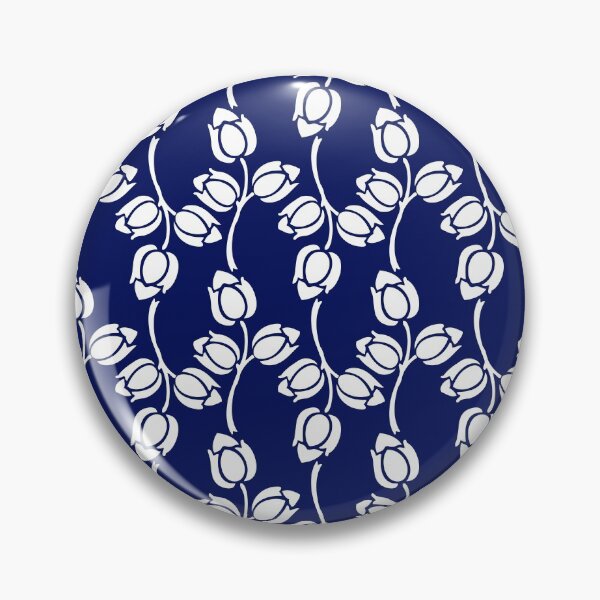 Item preview, Navy and White Floral Pattern designed and sold by Blue-Banana.