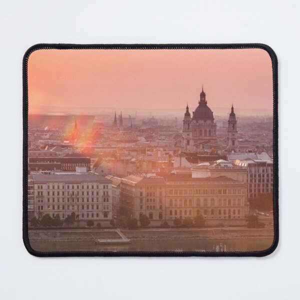 Item preview, Panoramic cityscape of Saint Stephen basilica on sunrise, Budapest designed and sold by Evgeniia Biriukova.