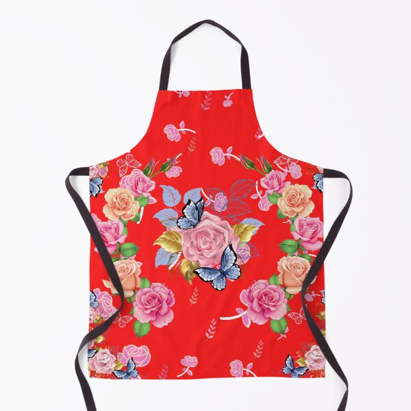 Item preview, Beautiful roses, butterflies & golden leaves floral red background designed and sold by TheSeasonalYard.