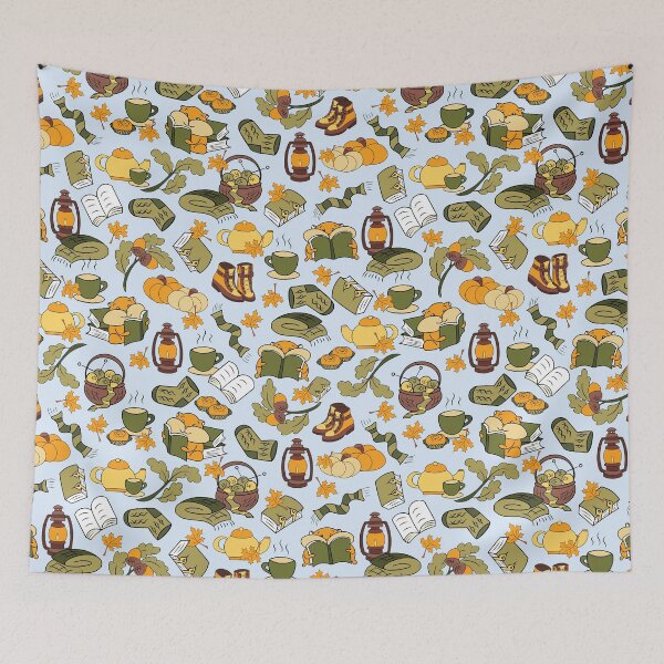 Item preview, Autumn charm hamsters and pumpkins seamless pattern designed and sold by SlothMagic.