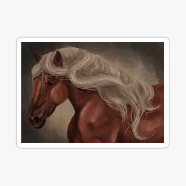 Item preview, Cheval alezan de lin avec beaucoup de poils designed and sold by Horses with Coffee.