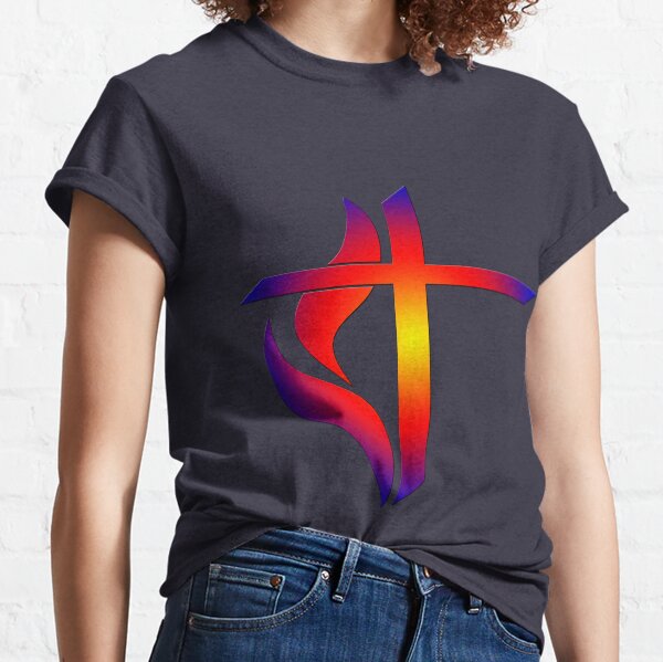 Red Blue Fiery Cross Classic T-Shirt