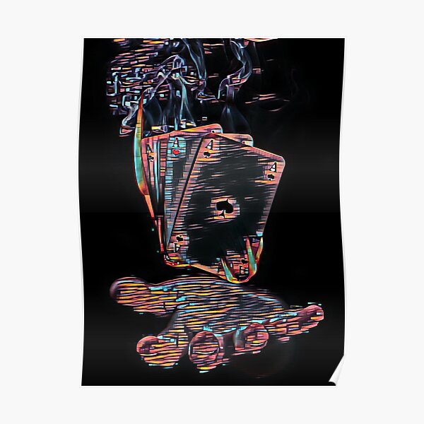 Magic magician 3 aces burning floating cards Poster