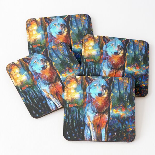 Item preview, splendid wolf power animal at night designed and sold by UniverseStelar.