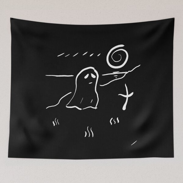 Item preview, Ghosts Sad Ghost At A Grave stone Minimalist Sketch For Halloween Drawing designed and sold by Jason Gilbert.