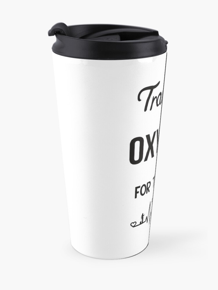 Alternate view of Travel is Oxygen for the Soul heartbeat design Travel Mug