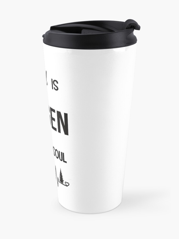 Alternate view of Travel is Oxygen for the Soul heartbeat design Travel Mug
