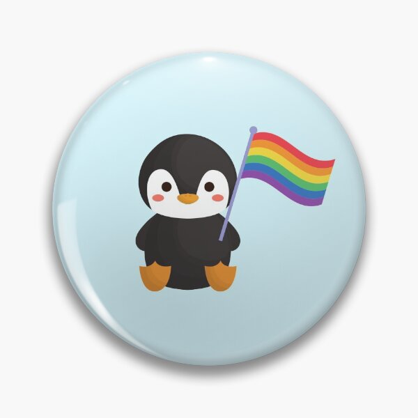 Item preview, Baby Penguin Holding Gay LGBT Rainbow Pride Flag designed and sold by PopFabrik.