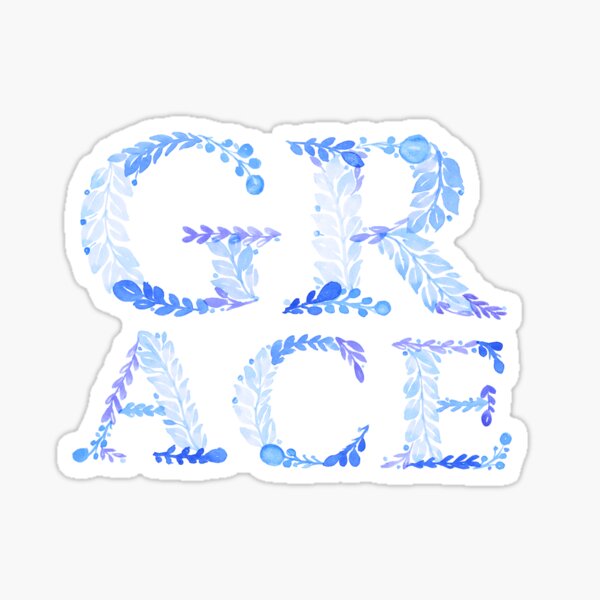 Item preview, Grace sticker in blue designed and sold by Rachel Dash-Williams Creative.