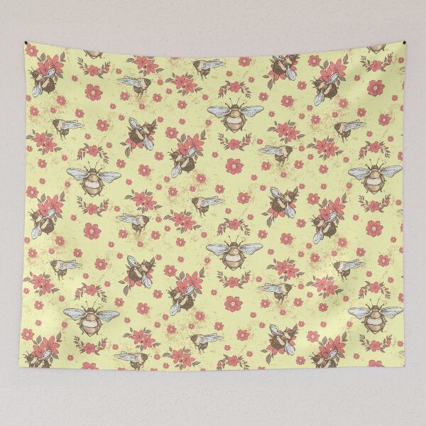 Item preview, Vintage Bumble Bee and Flower Pattern designed and sold by Vimbuy.