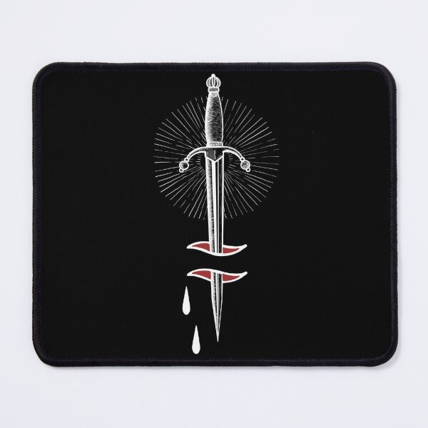 Item preview, Dagger stabbed in bleeding skin tattoo styled - WHITE designed and sold by InkMastersHub.com.