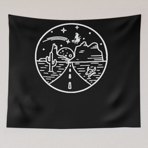 Item preview, happy halloween witch riding brooms on a dark desert highway designed and sold by Sun Rise.