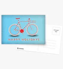 Candy Cane Bicycle - Happy Holidays Postcards