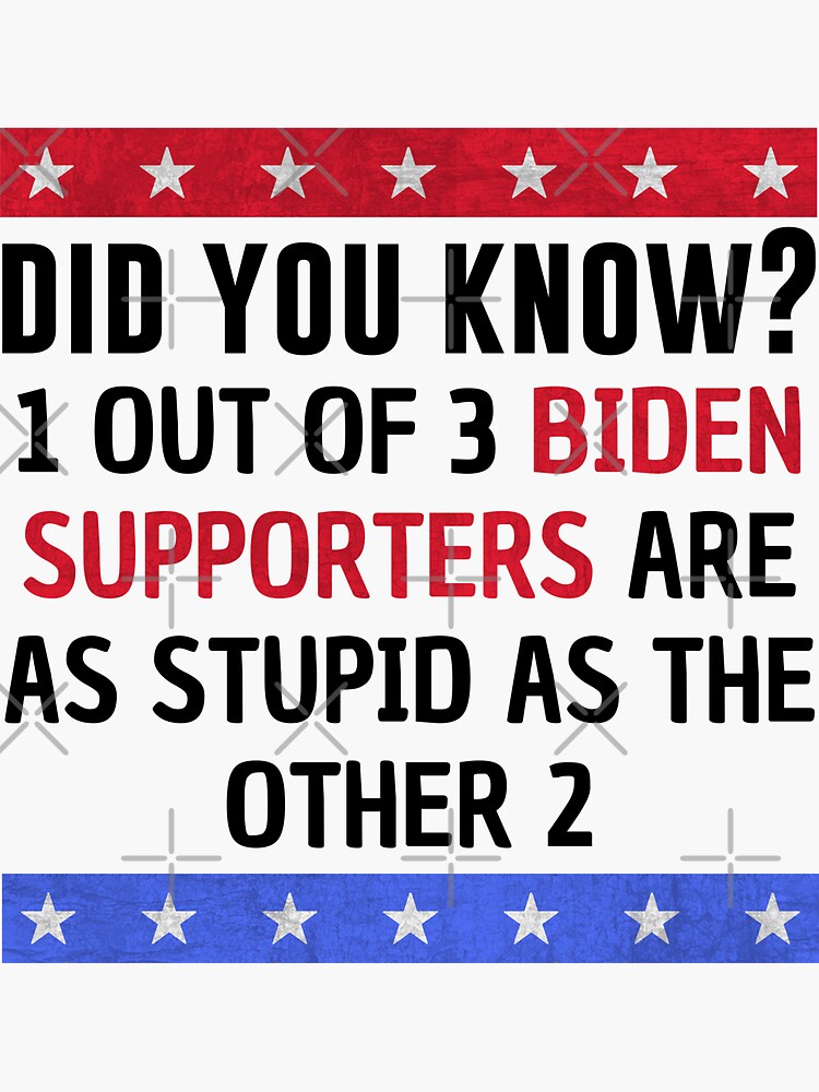 1 OUT OF 3 BIDEN VOTERS ARE AS STUPID AS THE OTHER 2 DECAL STICKER FUNNY TRUMP