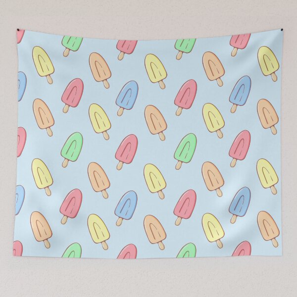 Item preview, Cute ice cream seamless pattern on blue background designed and sold by AnnySketches.