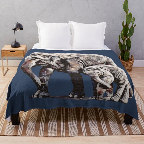 Item preview, Navy Blue Mama and Baby Elephant  designed and sold by PurpleMoss.