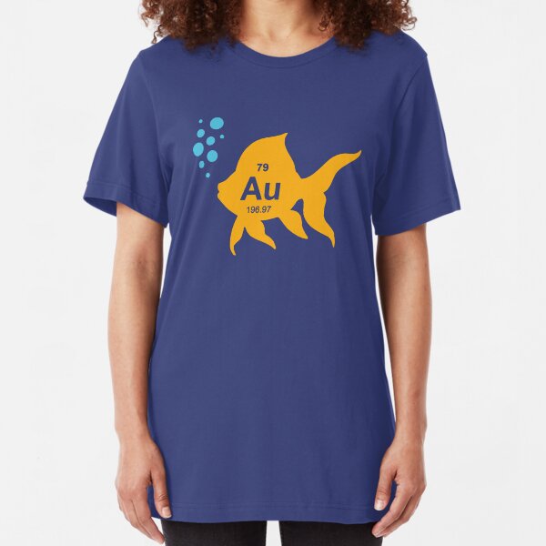 Periodic Table Elemental Gold Fish Slim Fit T-Shirt