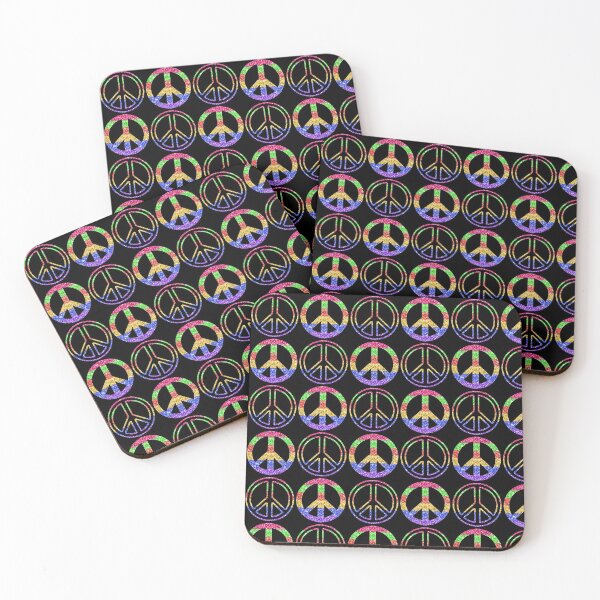 Item preview, Faux Glitter Rainbow Peace Signs Pattern designed and sold by HHeartsDesigns.