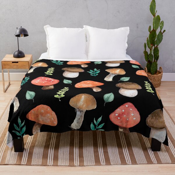 Item preview, Mushroom and Plant Leaves Cottegecore Aesthetic Repeating Pattern designed and sold by chloeinca.
