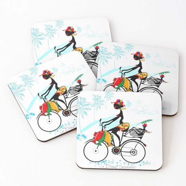 Item preview, Lady on bike la Digue Seychelles designed and sold by MArnephie.