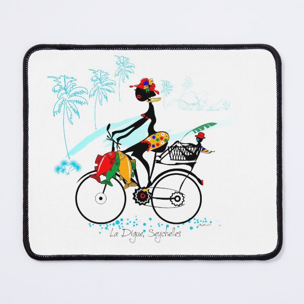 Item preview, Lady on bike la Digue Seychelles designed and sold by MArnephie.