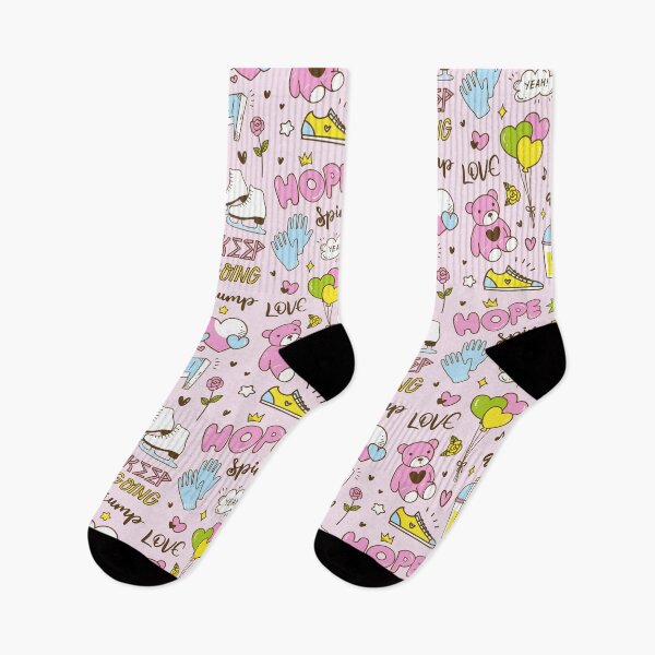 Item preview, Cute Figure Skating Doodles (Pink Background) designed and sold by TripleTriple.