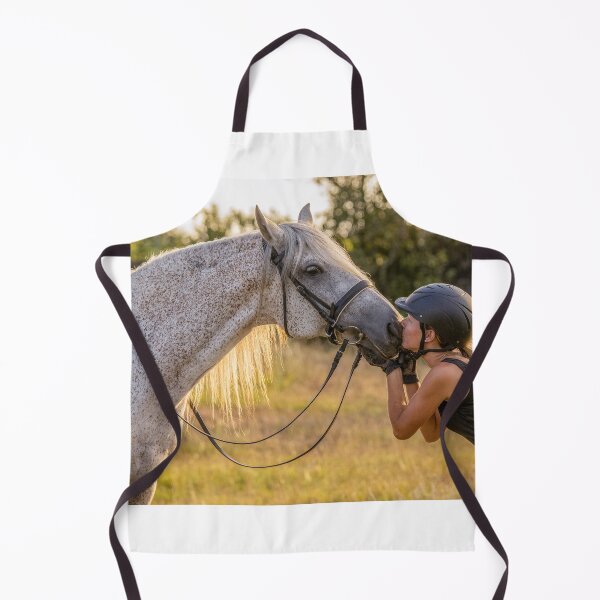 Item preview, Wonderful Lusitano horse, person giving kiss, in sunset, outdoors, on field. designed and sold by AylaHarbich.