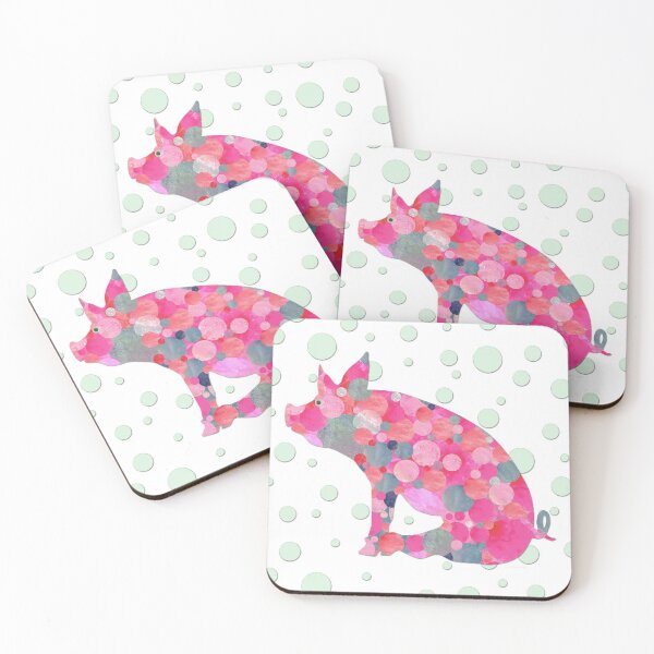 Item preview, Whimsical Pink Pig Polka Dot Art by Sharon Cummings designed and sold by Sharon Cummings Art.