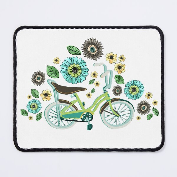 Item preview, Hippie Banana Bike 1970s Floral- Aqua Green designed and sold by AmyJCreative.