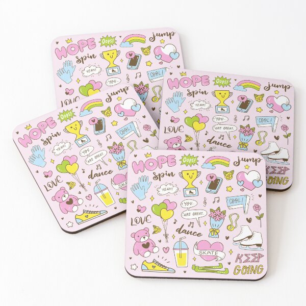 Item preview, Cute Figure Skating Doodles (Pink Background) designed and sold by TripleTriple.
