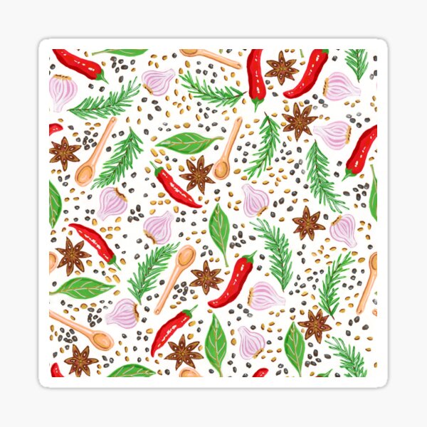 Item preview, Herbs and Spices in Gouache Pattern designed and sold by paintedpansy.