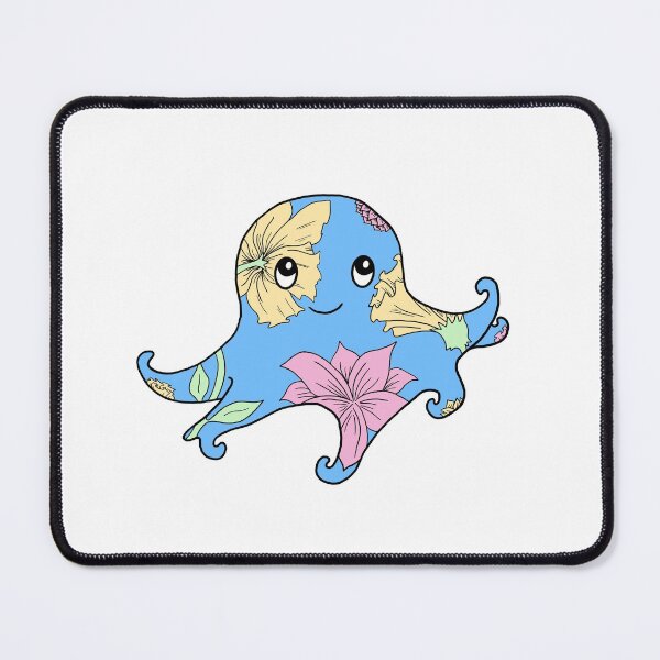 blue flower octopus Mouse Pad