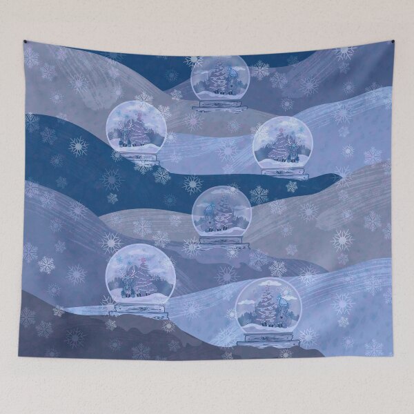 Item preview, Schnauzer Blue Snow Globes Christmas Artboard  designed and sold by sunnthreads.