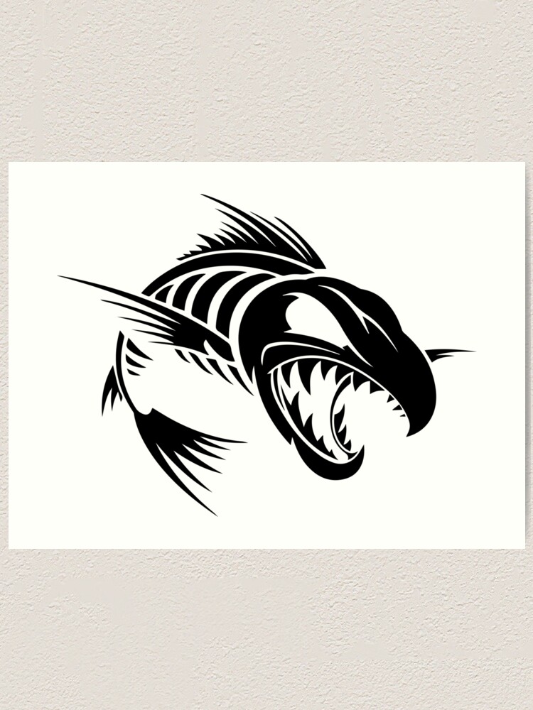 Angry Fish Skeleton Art Print by rubenarocho