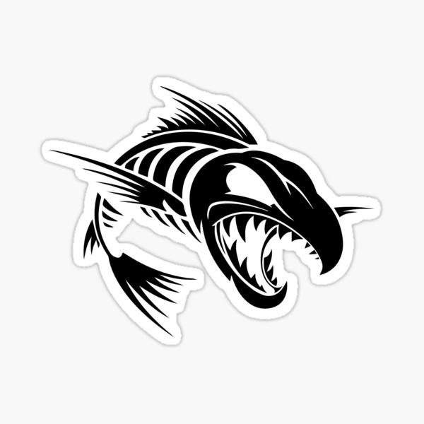 Animal Decals – Tagged Angry Fish Skeleton – The Sticker And