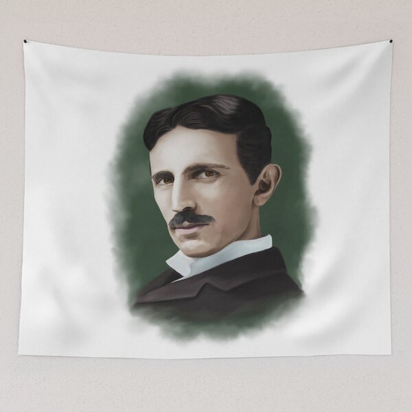 Item preview, Nikola Tesla Color Digital Art Portrait with Brown Eye Color designed and sold by tuzlay.