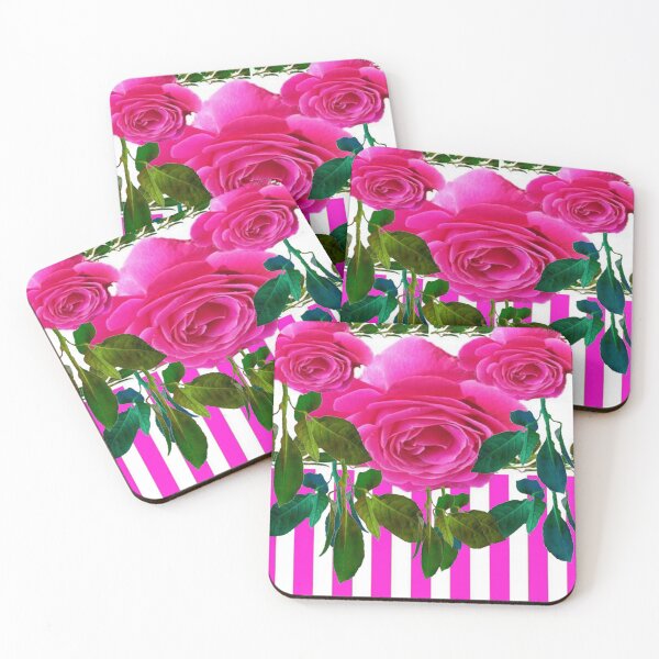 Item preview, CERISE ROSES  GREEN LEAVES PATTERN WHITE ART designed and sold by sharlesart.