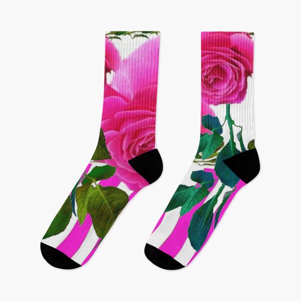 Item preview, CERISE ROSES  GREEN LEAVES PATTERN WHITE ART designed and sold by sharlesart.