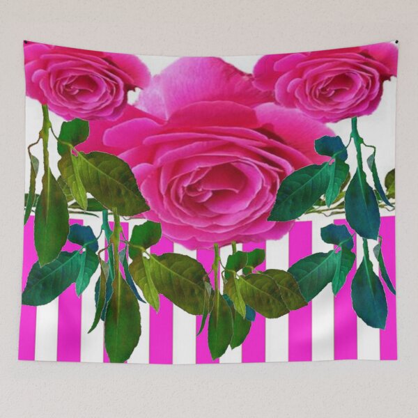 Aperçu de l'œuvre CERISE ROSES FEUILLES VERTES MOTIF ART BLANC créée et vendue par sharlesart.