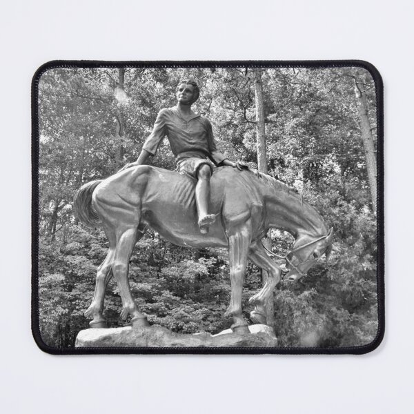 Item preview, The Boy Of The Waxhaws Statue At Andrew Jackson State Park South Carolina Black And White designed and sold by LisaWootenPhoto.